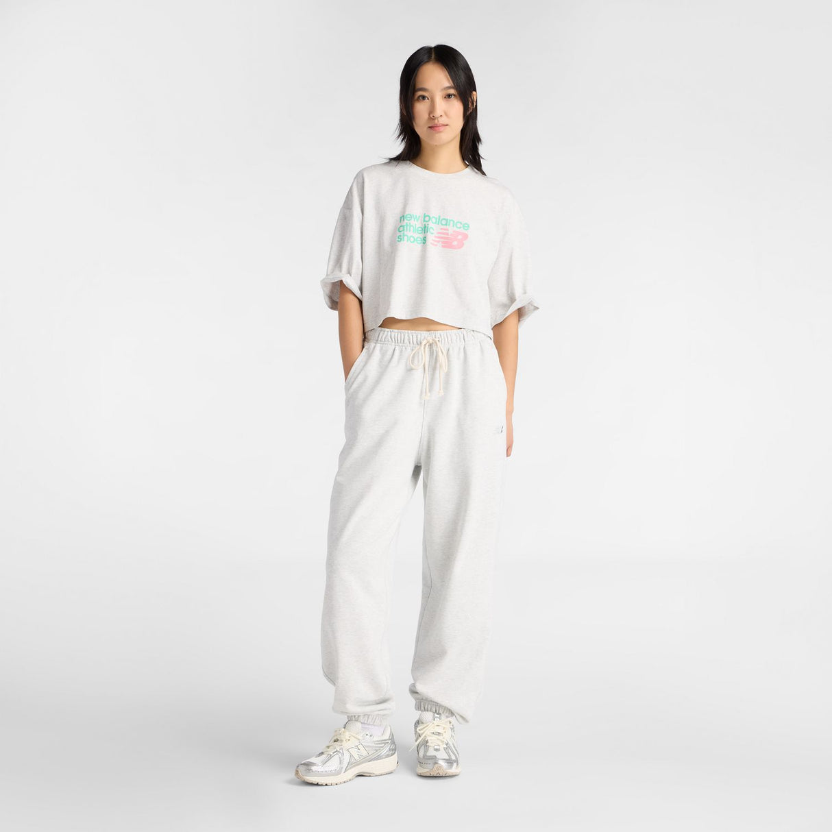 New Balance Women's Athletics Premium Chest Logo Cropped T-Shirt-1