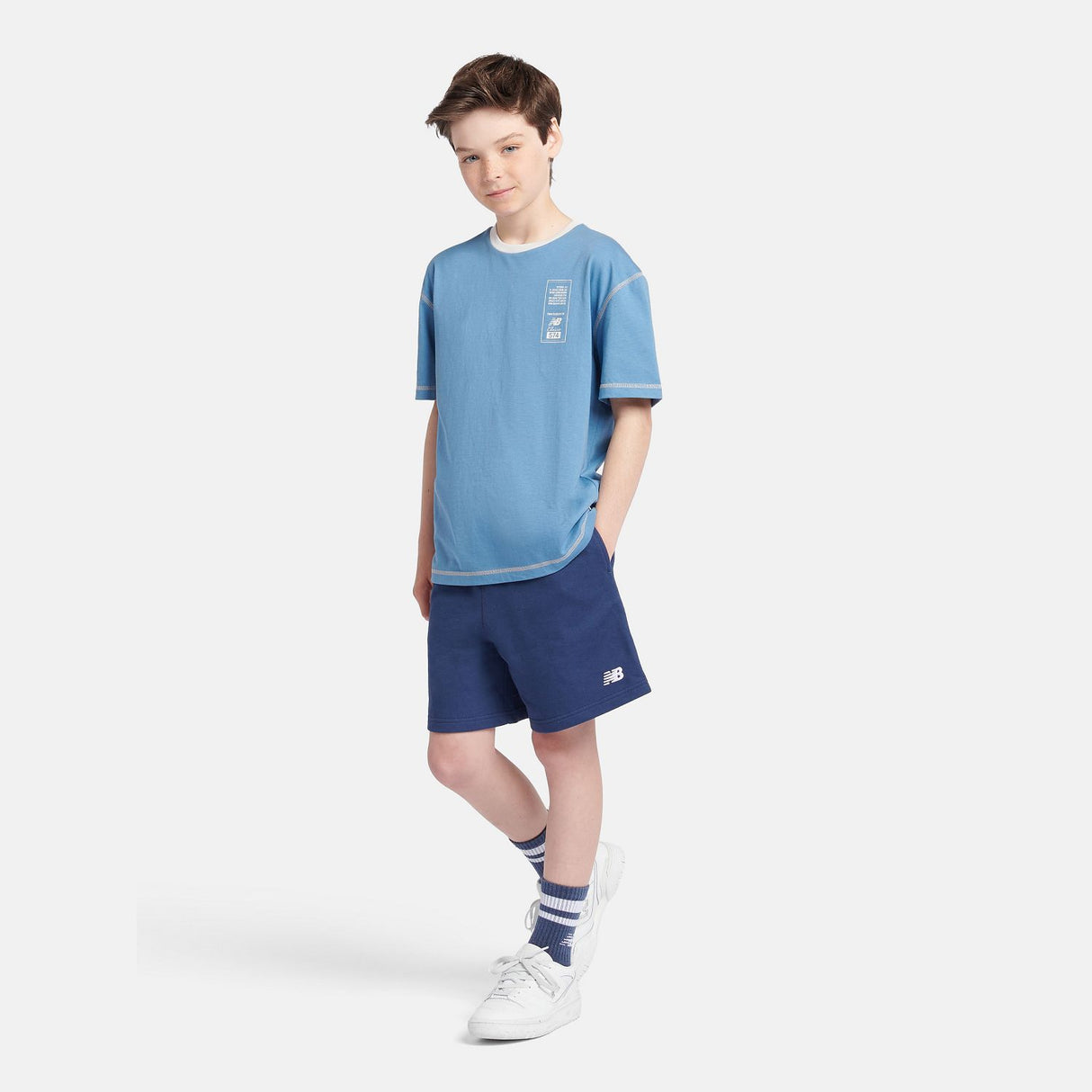 New Balance Youth French Terry Small Logo Short-4