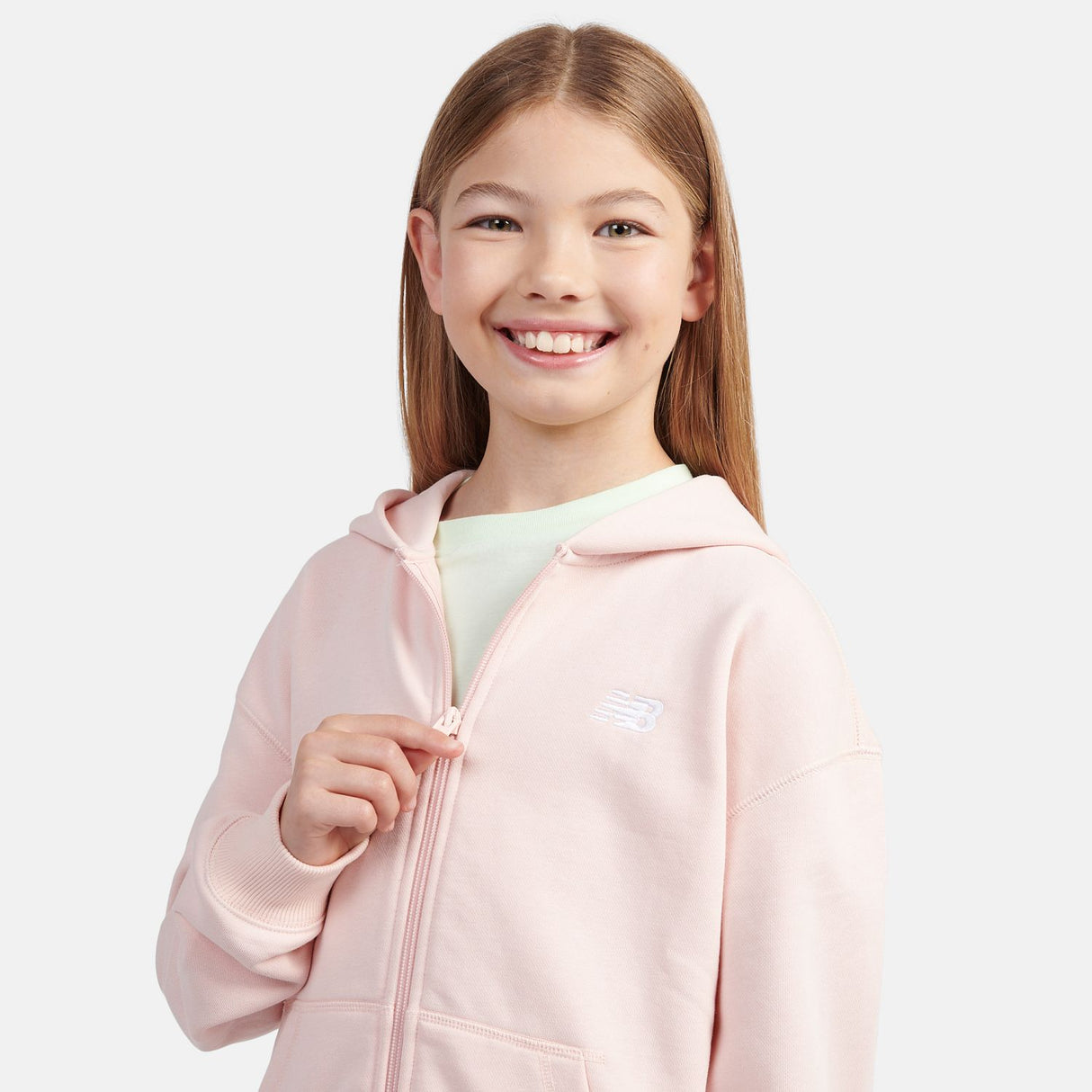 New Balance Youth French Terry Small Logo Full Zip Hoodie-4