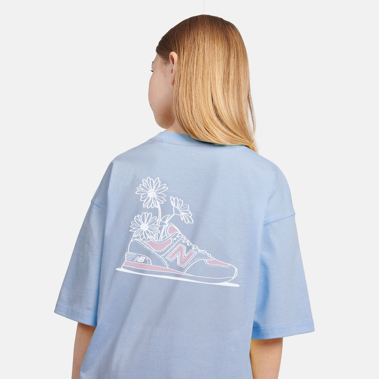New Balance Youth Girl's Floral Sneaker Graphics T-Shirt-4