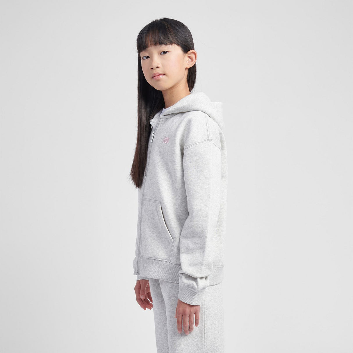 New Balance Youth French Terry Small Logo Full Zip Hoodie-6