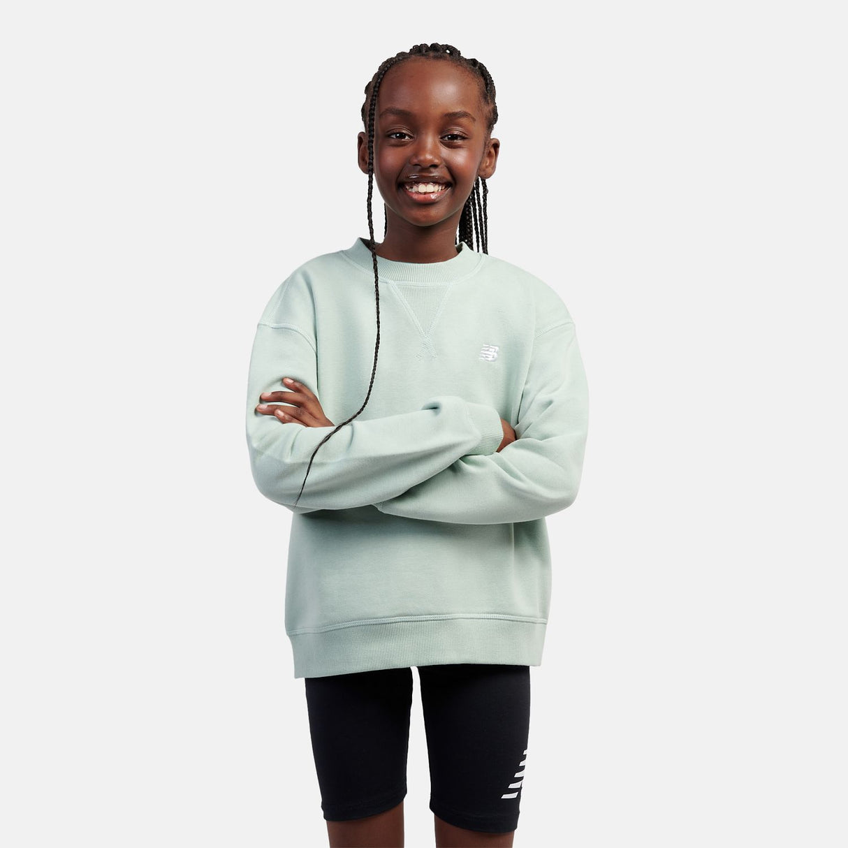 New Balance Youth Girl's FT Small Logo Crew-9