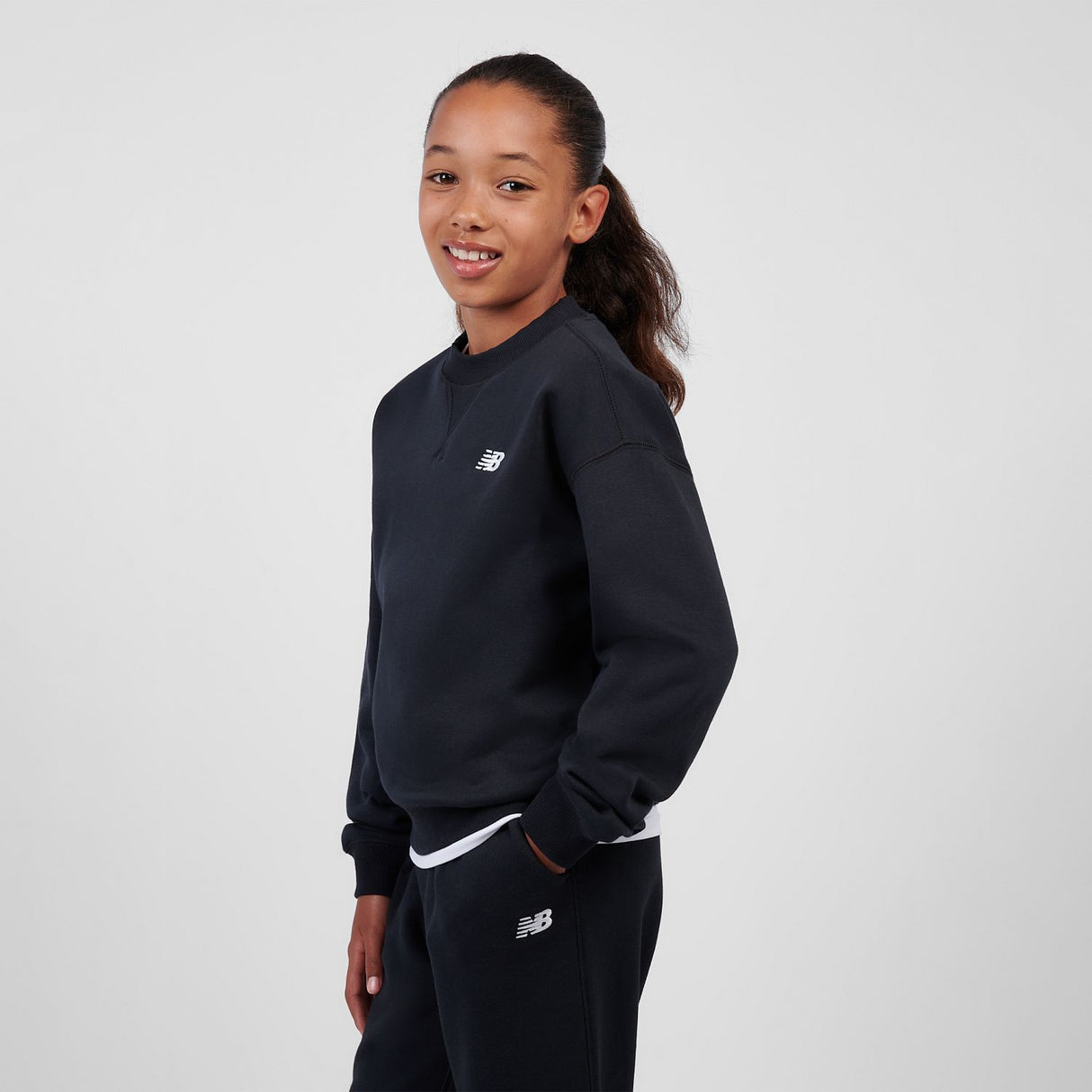 New Balance Youth Girl's FT Small Logo Crew-6