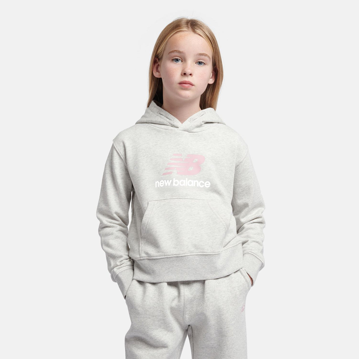 New Balance Girls' French Terry Stacked Logo Hoodie-4