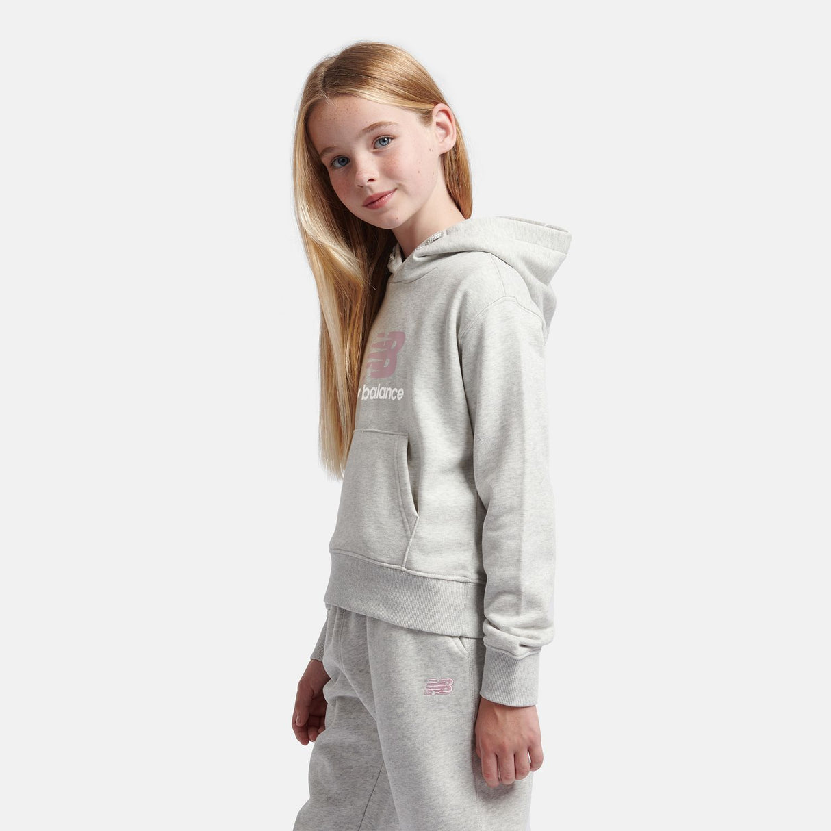 New Balance Girls' French Terry Stacked Logo Hoodie-5