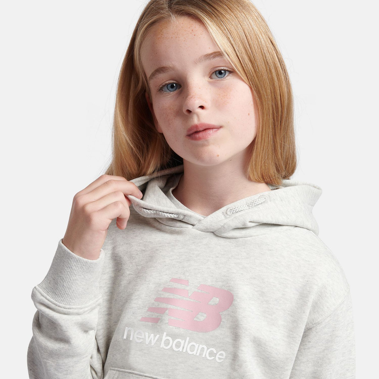 New Balance Girls' French Terry Stacked Logo Hoodie-7