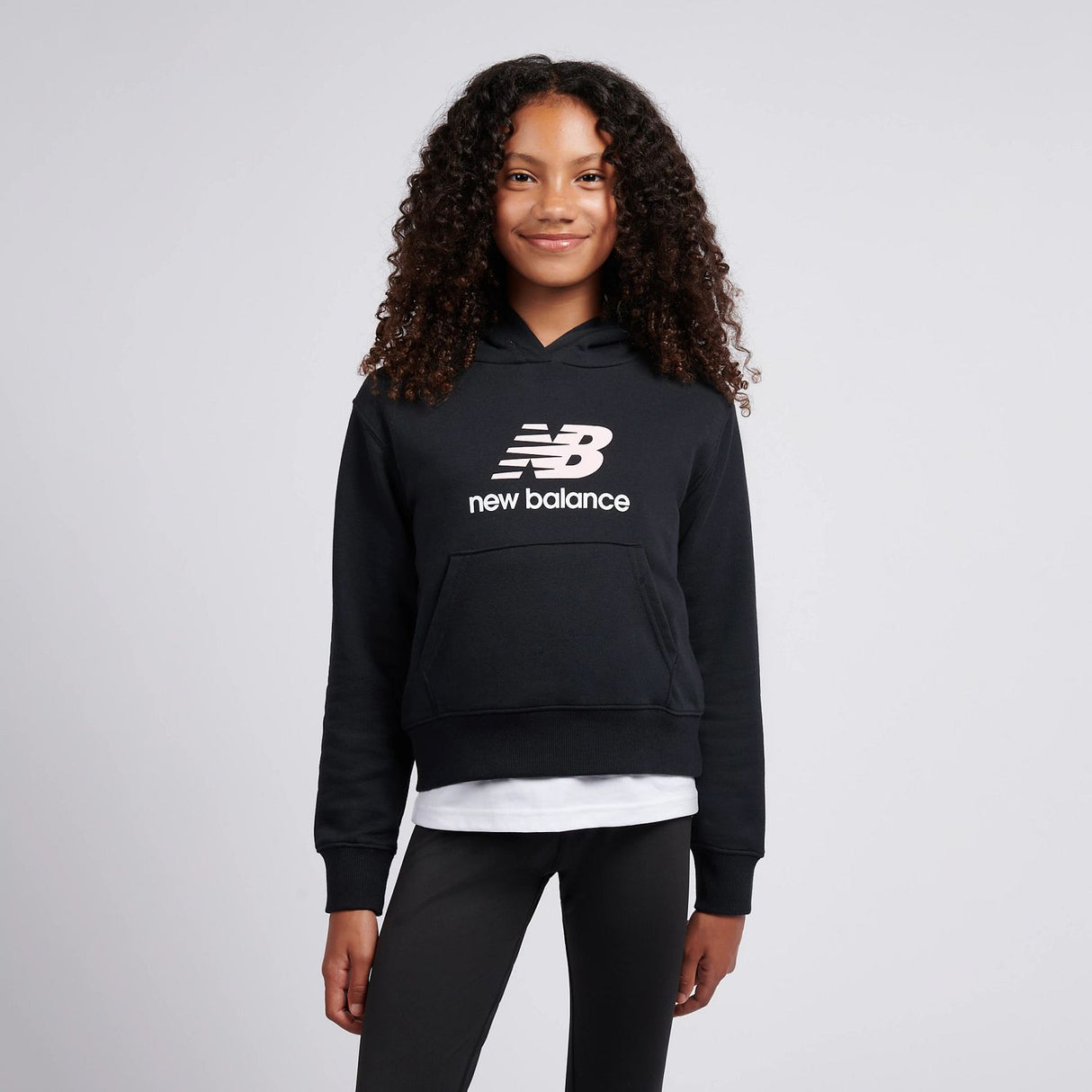 New Balance Girls' French Terry Stacked Logo Hoodie-5