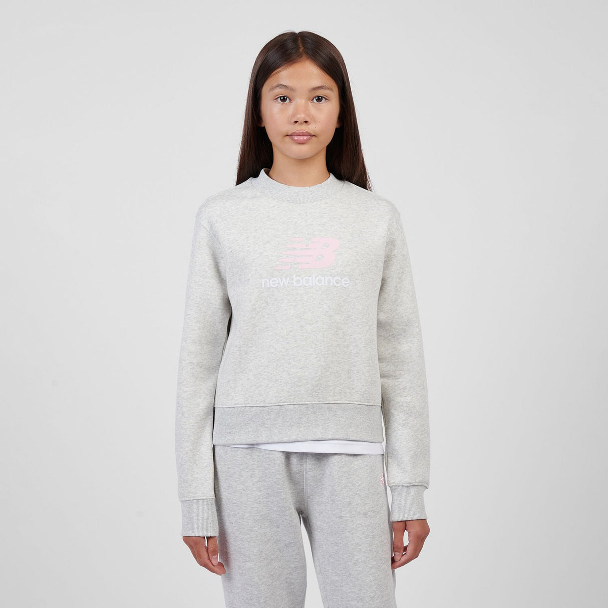 New Balance Girls' BB Stacked Logo Crew-5