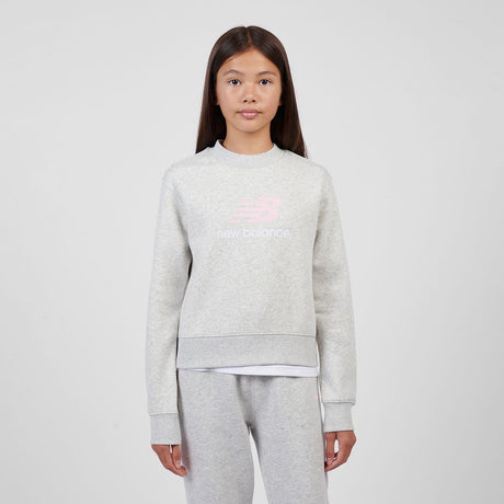 New Balance Girls' BB Stacked Logo Crew-5