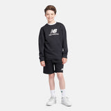 New Balance Boys' Brush Back Stacked Logo Crew-4