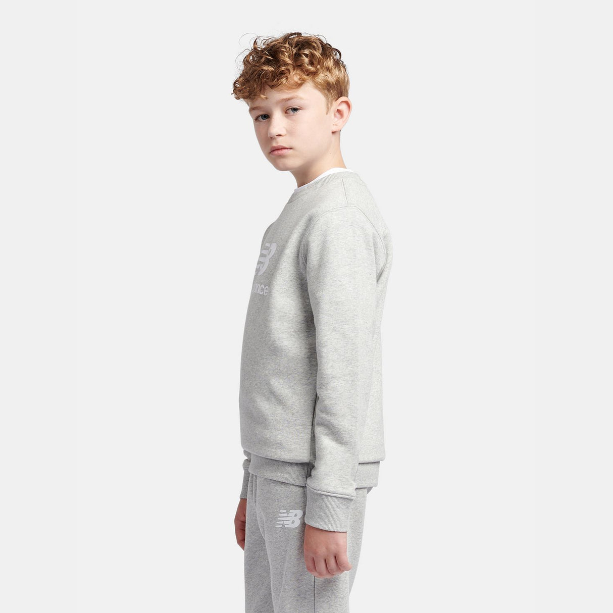 New Balance Boys' Brush Back Stacked Logo Crew-6