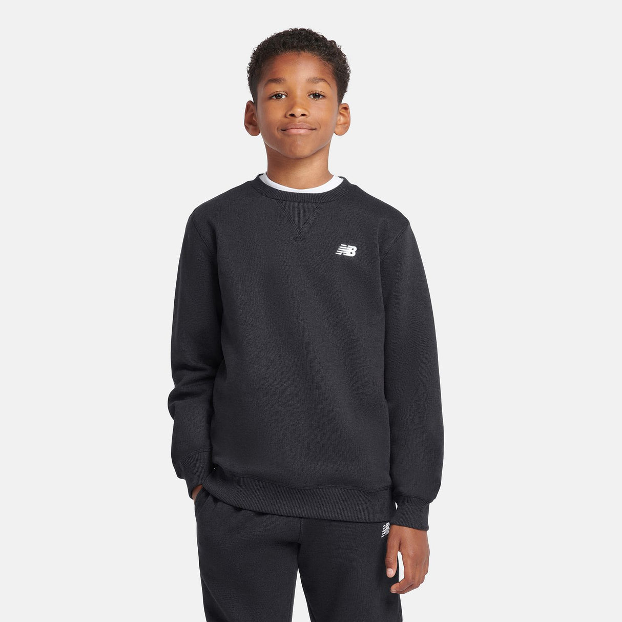 New Balance Boys' Brush Back Small Logo Crew-5