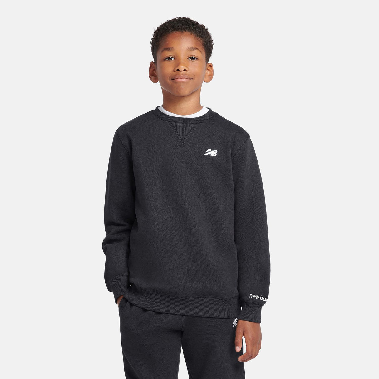 New Balance Boys' Brush Back Small Logo Crew-10
