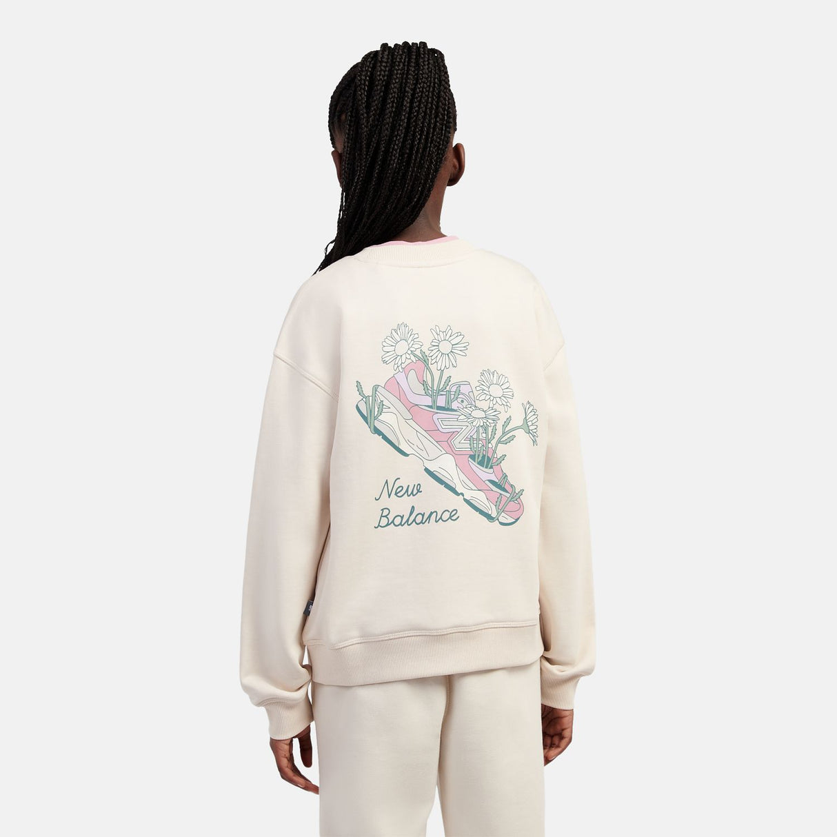 New Balance Girls' Flower Shoe Graphic Crew-8