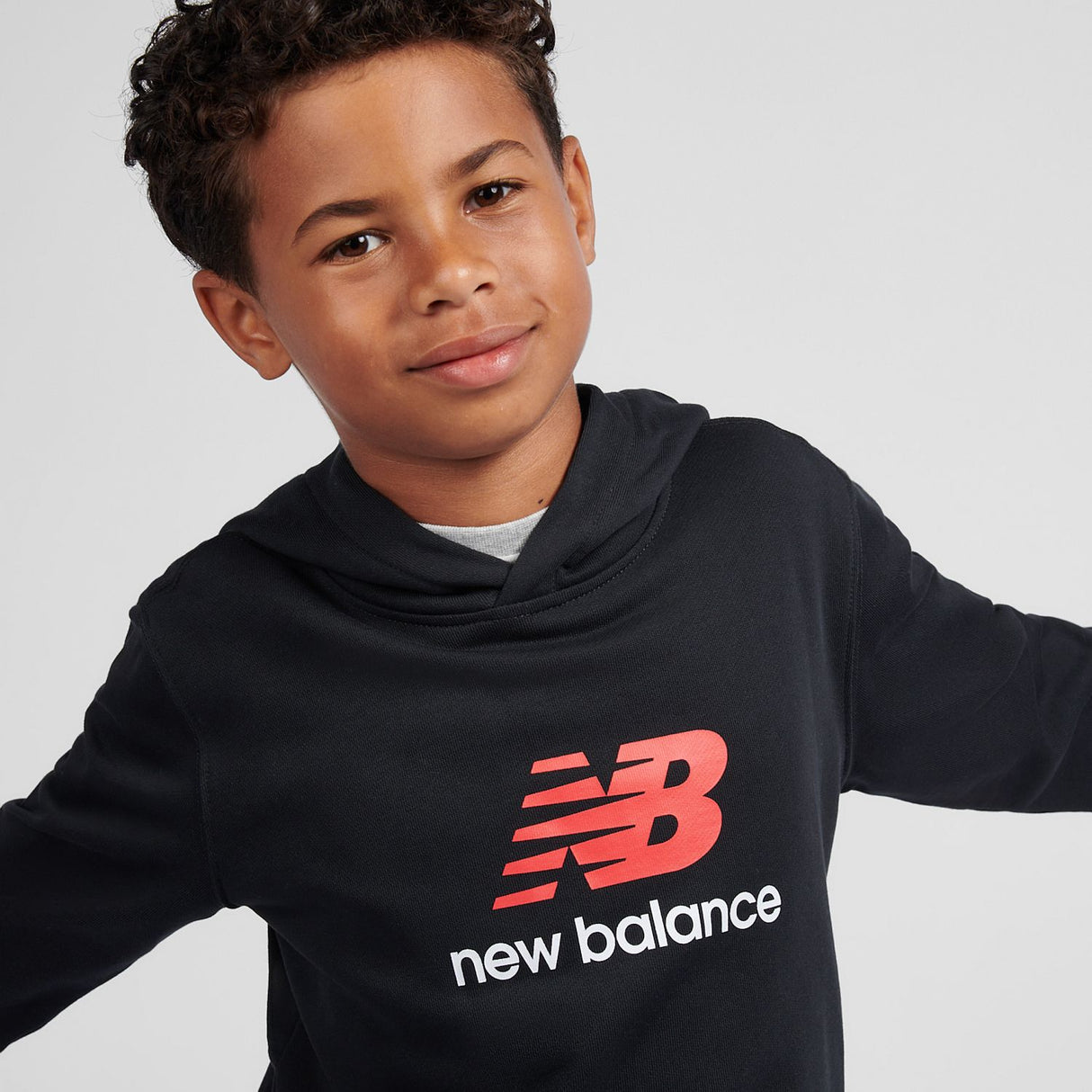 New Balance Boys' Brush Back Stacked Logo Hoodie-8