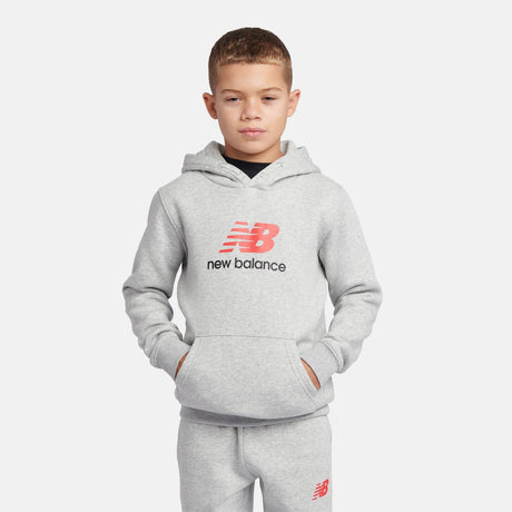 New Balance Boys' Brush Back Stacked Logo Hoodie-5