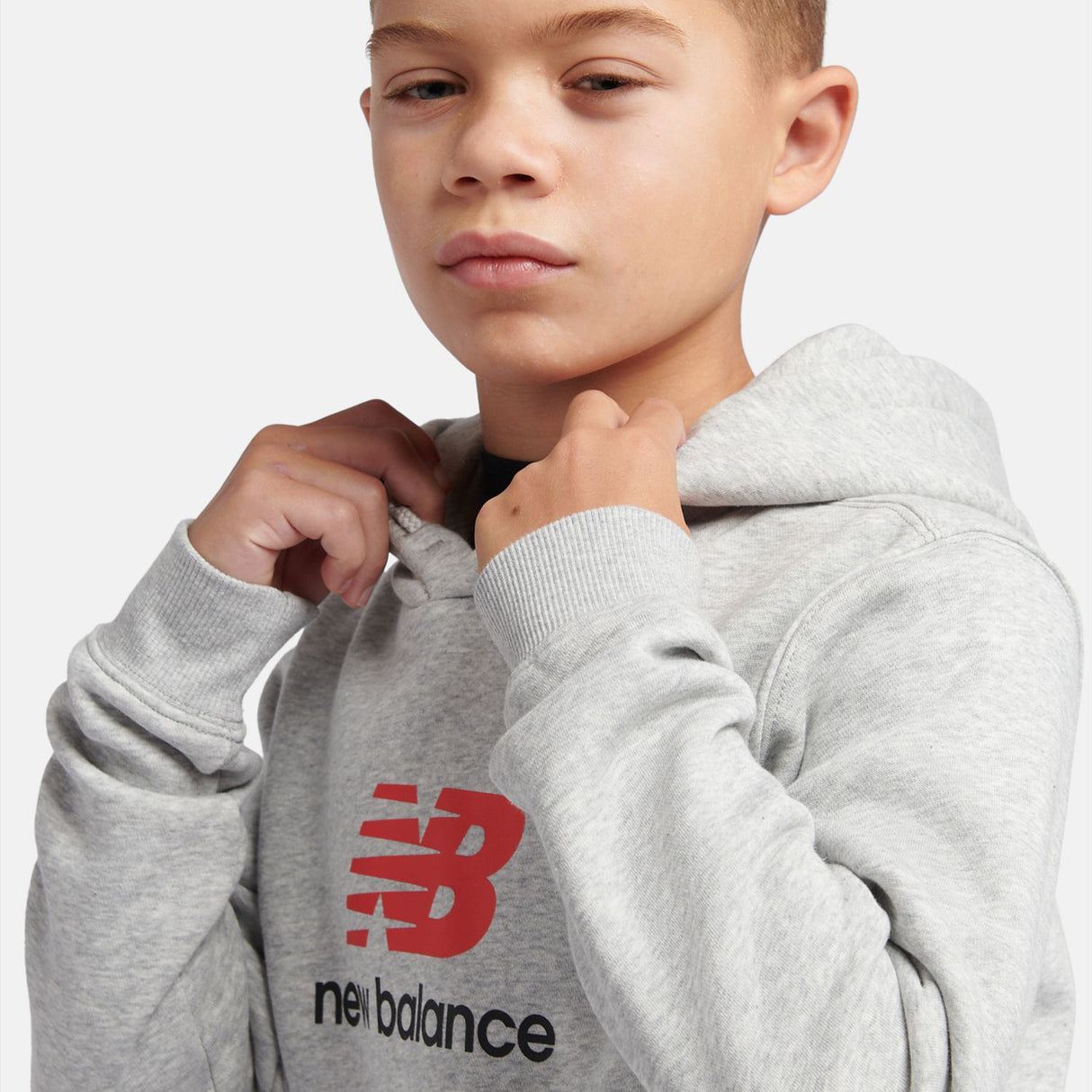 New Balance Boys' Brush Back Stacked Logo Hoodie-8