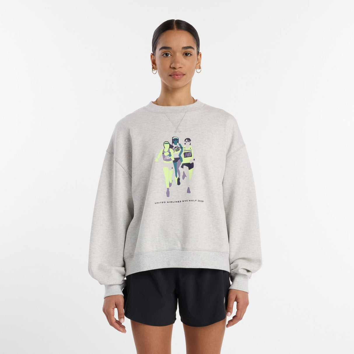 New Balance Women's United Airlines NYC Half Printed Athletics French Terry Crew-2