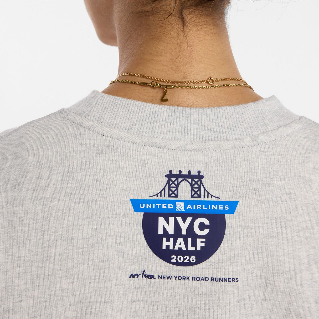 New Balance Women's United Airlines NYC Half Printed Athletics French Terry Crew-6