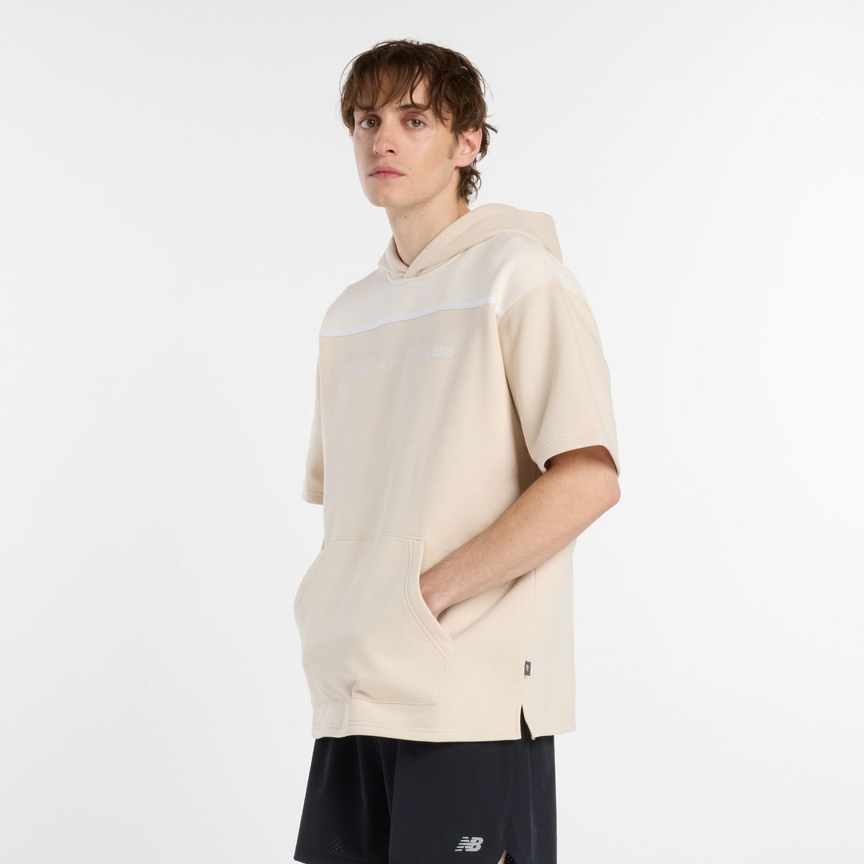 New Balance Men's NYC Marathon Reimagined Fleece Graphic Short Sleeve Hoodie-3