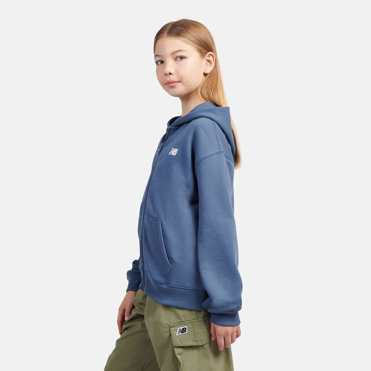 New Balance Youth French Terry Small Logo Full Zip Hoodie-2
