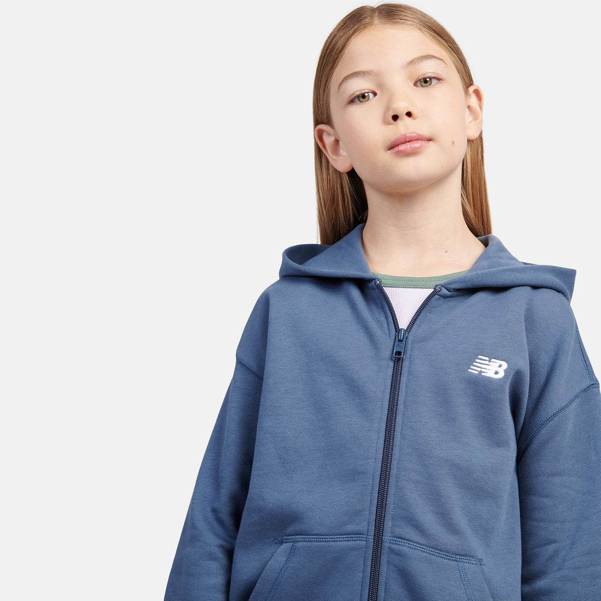 New Balance Youth French Terry Small Logo Full Zip Hoodie-4