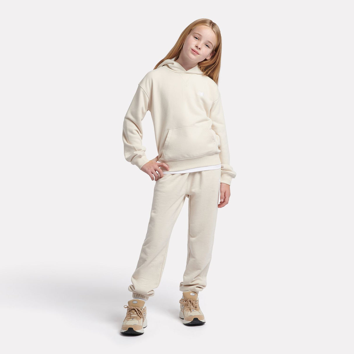 New Balance Youth Girl's French Terry Small Logo Hoodie-4