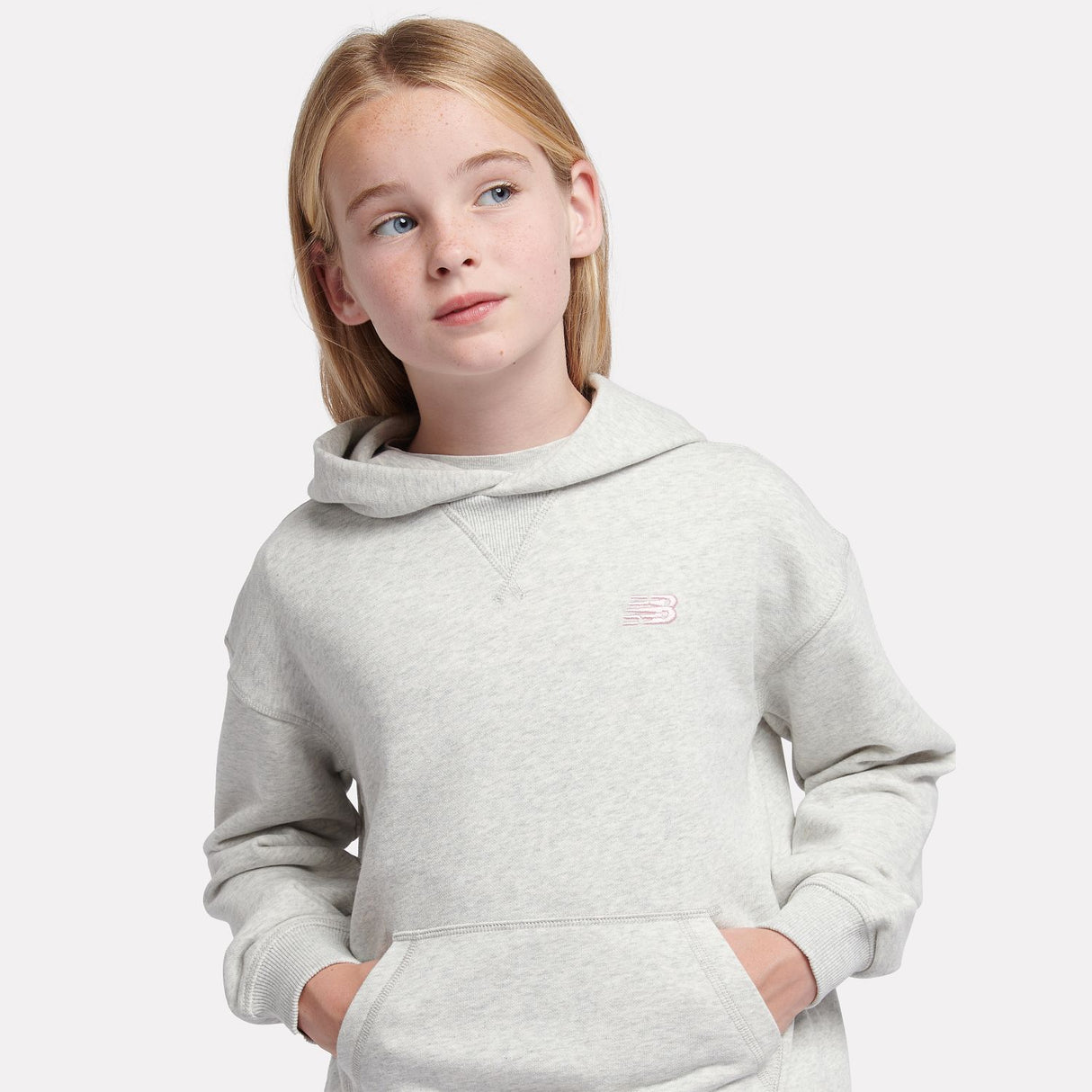 New Balance Youth Girl's French Terry Small Logo Hoodie-9