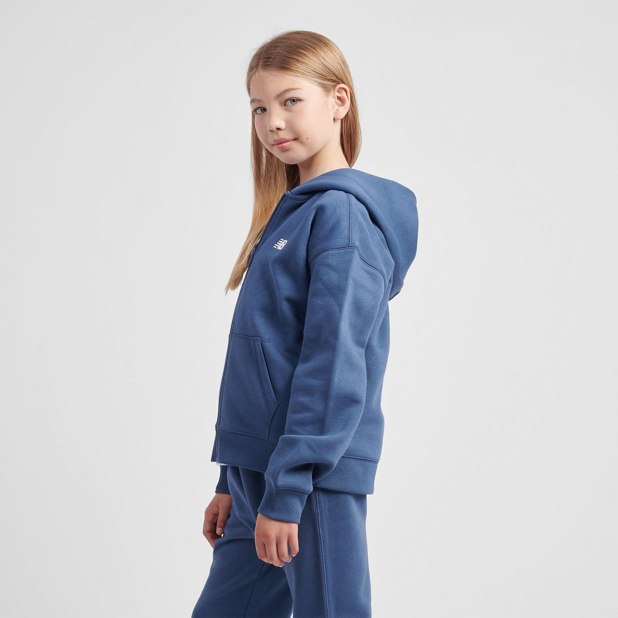 New Balance Youth Brush Back Small Logo Full Zip Hoodie-5