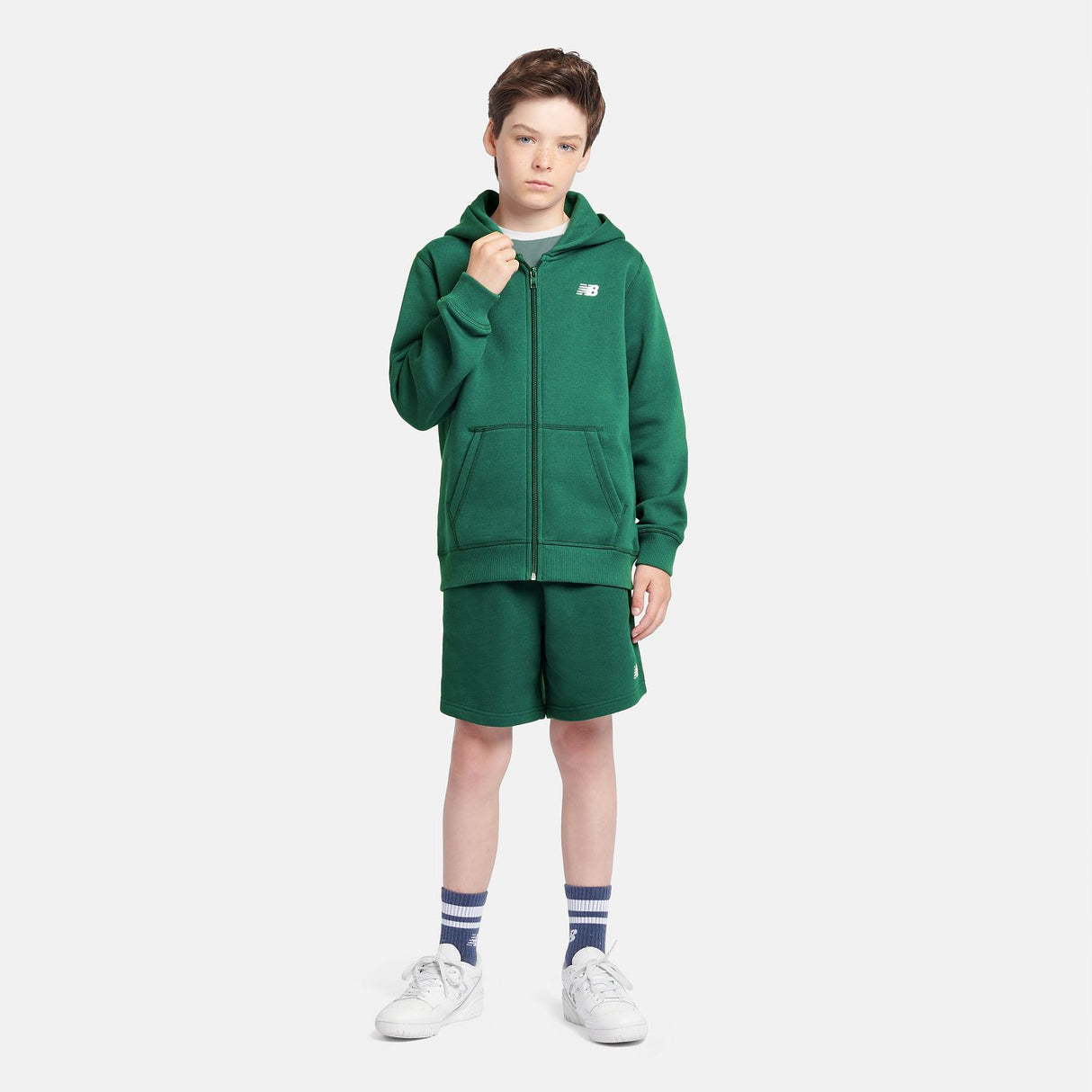 New Balance Youth Brush Back Small Logo Full Zip Hoodie-4
