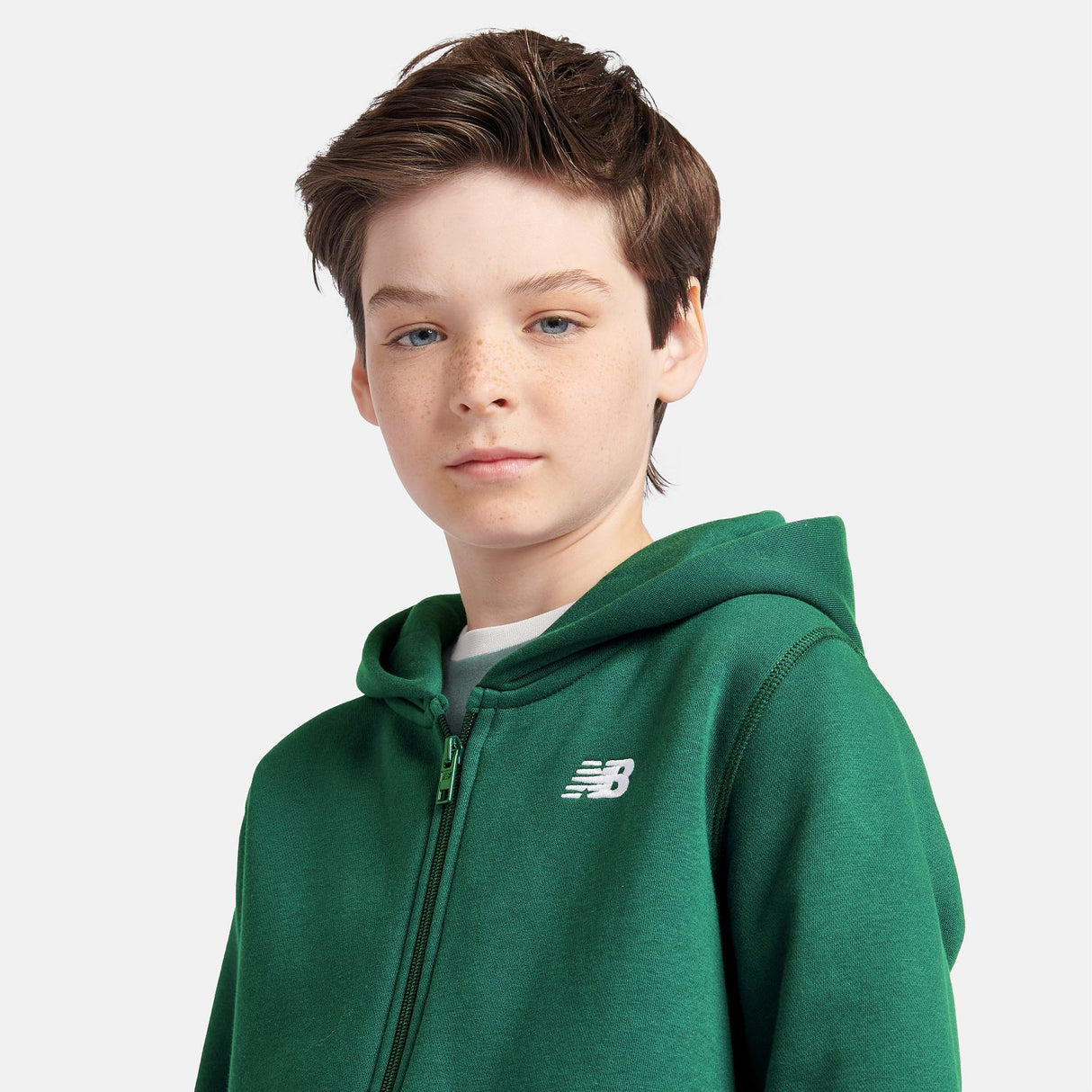 New Balance Youth Brush Back Small Logo Full Zip Hoodie-8