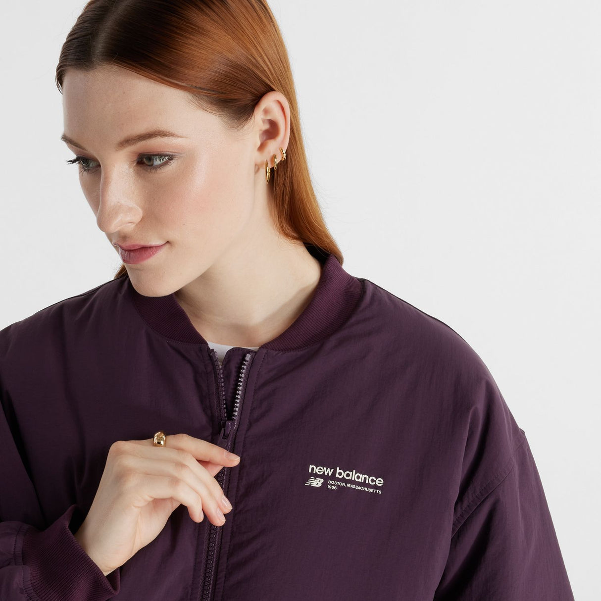 New Balance Women's Linear Heritage Woven Bomber Jacket-6