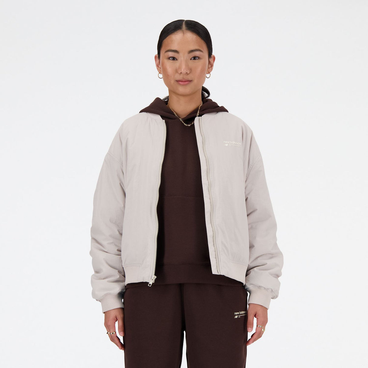 New Balance Women's Linear Heritage Woven Bomber Jacket-1
