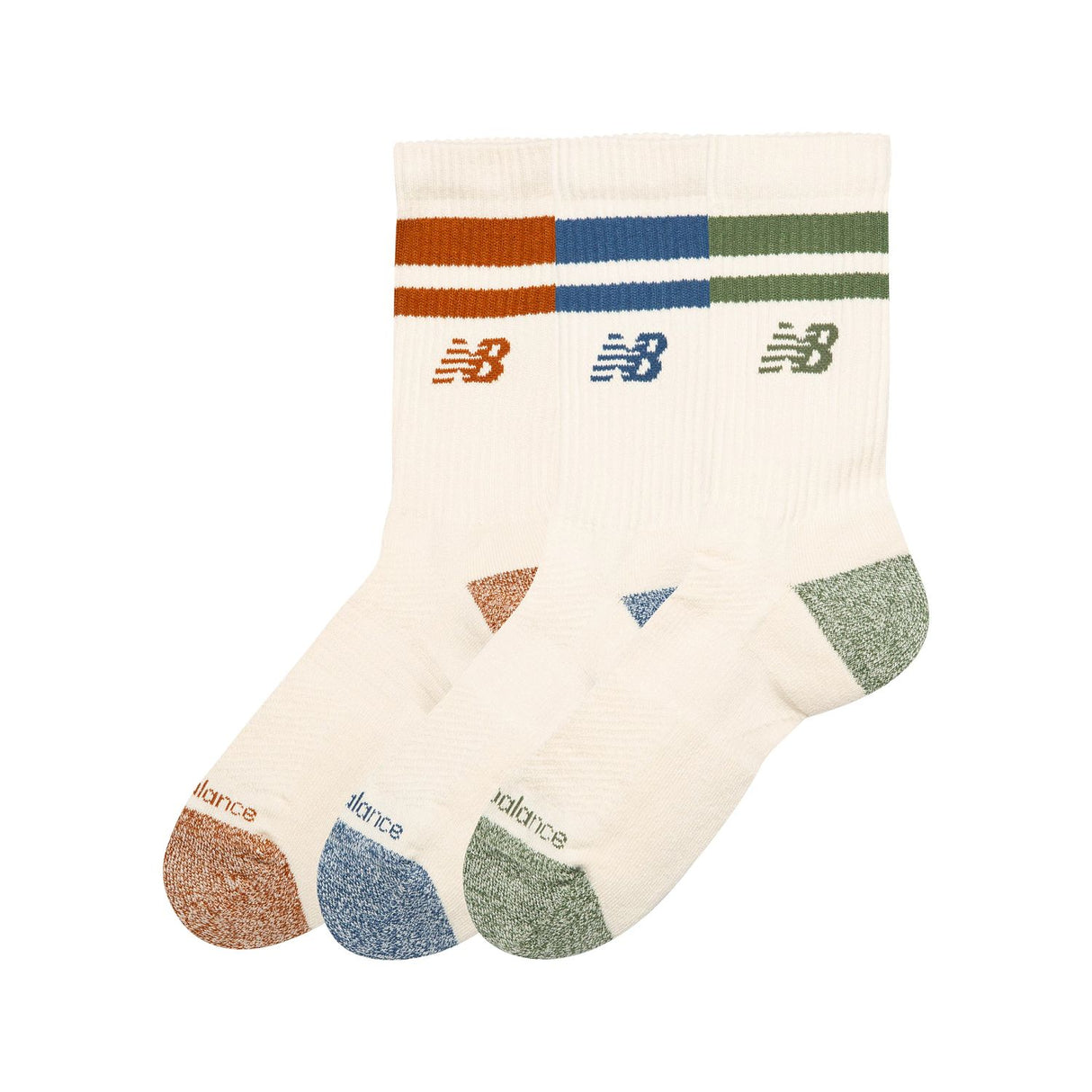 New Balance Active Lifestyle Striped Crew Socks 3 Pack-2