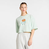 New Balance Women's Athletics Flower Oversized Cropped T-Shirt-1