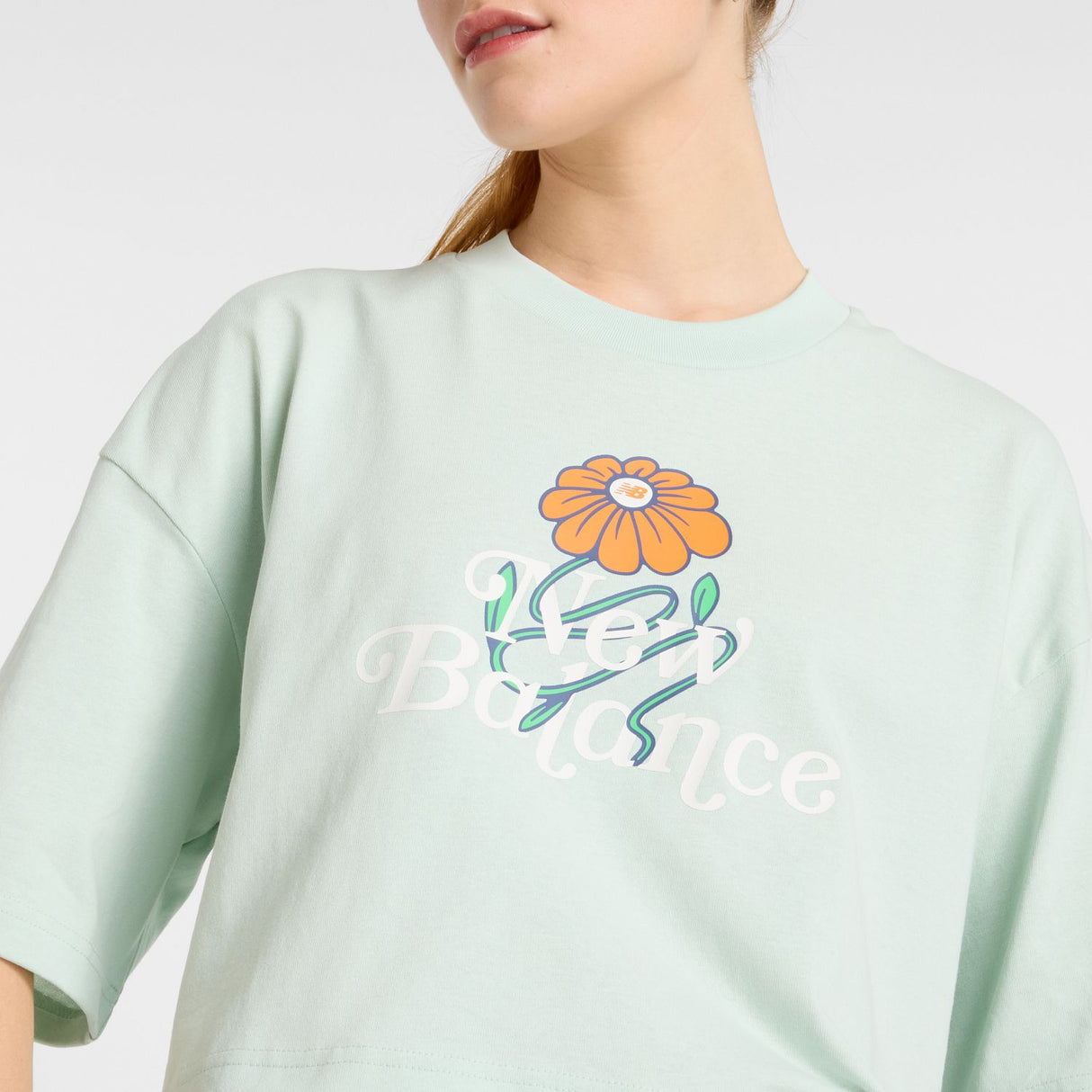 New Balance Women's Athletics Flower Oversized Cropped T-Shirt-4