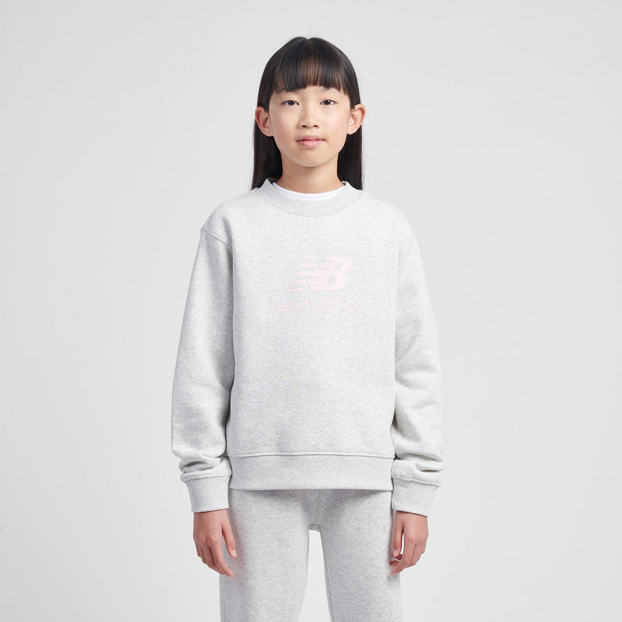 New Balance Youth Brush Back Stacked Logo Crew-4