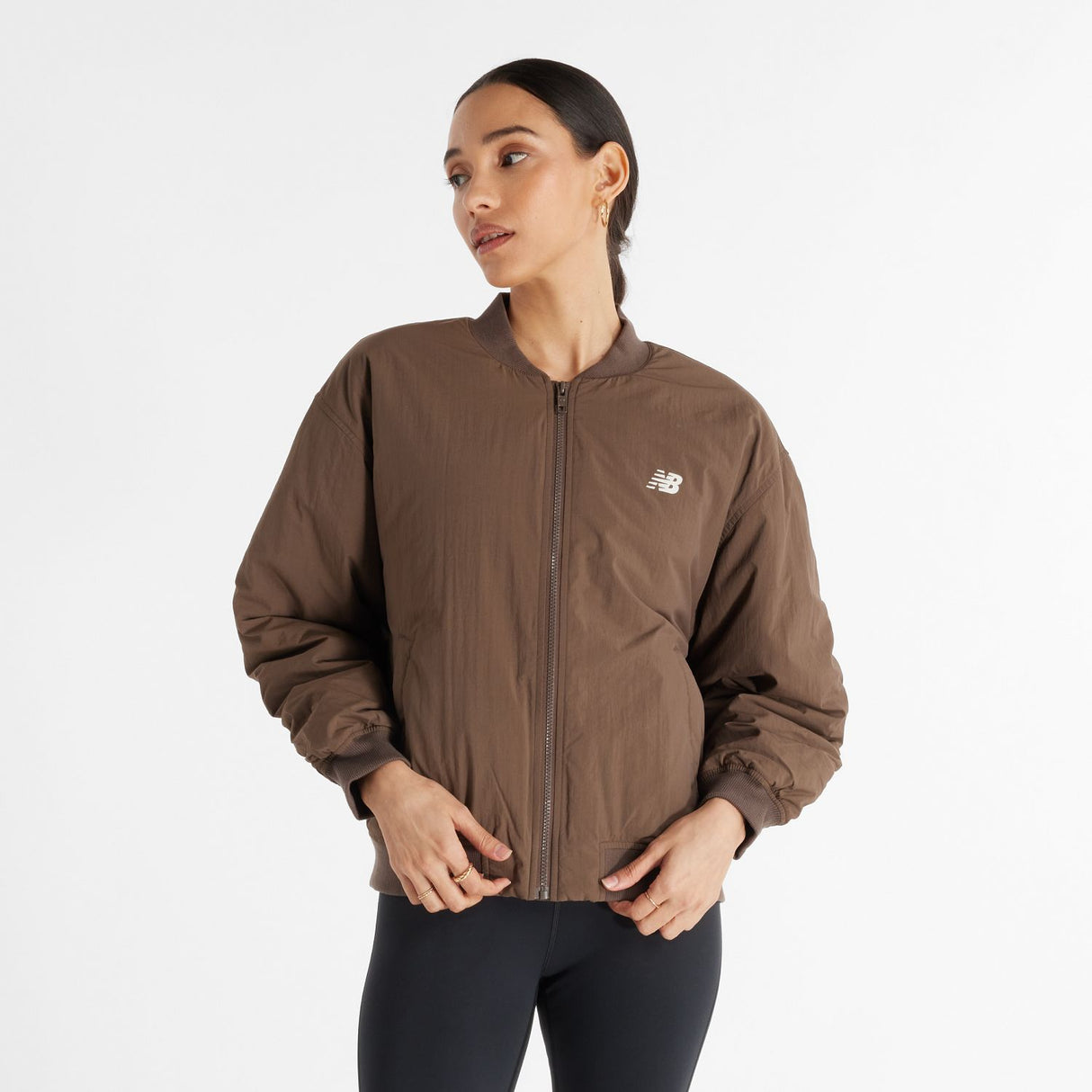 New Balance Women's Graphic Woven Bomber Jacket-1