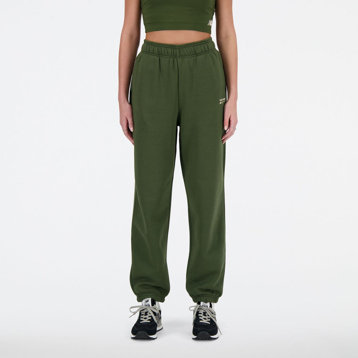 New Balance Women's Linear Heritage Brushed Back Fleece Sweatpants-1