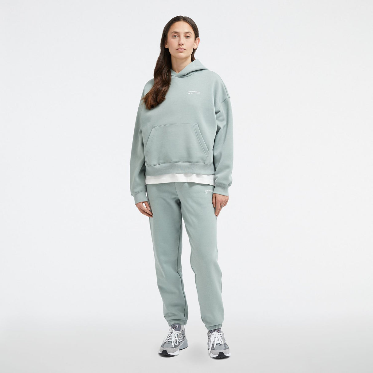 New Balance Women's Linear Heritage Brushed Back Fleece Hoodie-2