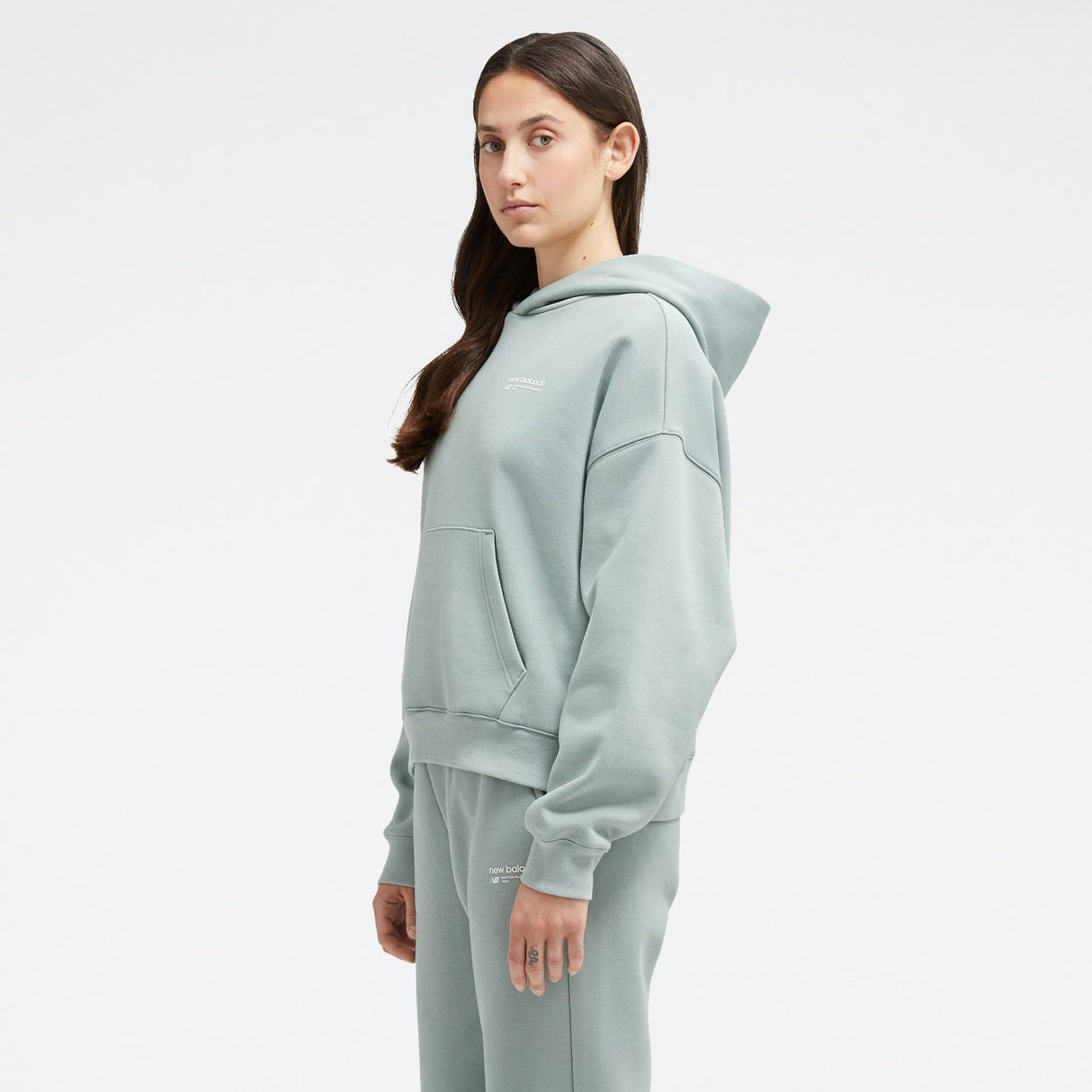 New Balance Women's Linear Heritage Brushed Back Fleece Hoodie-3