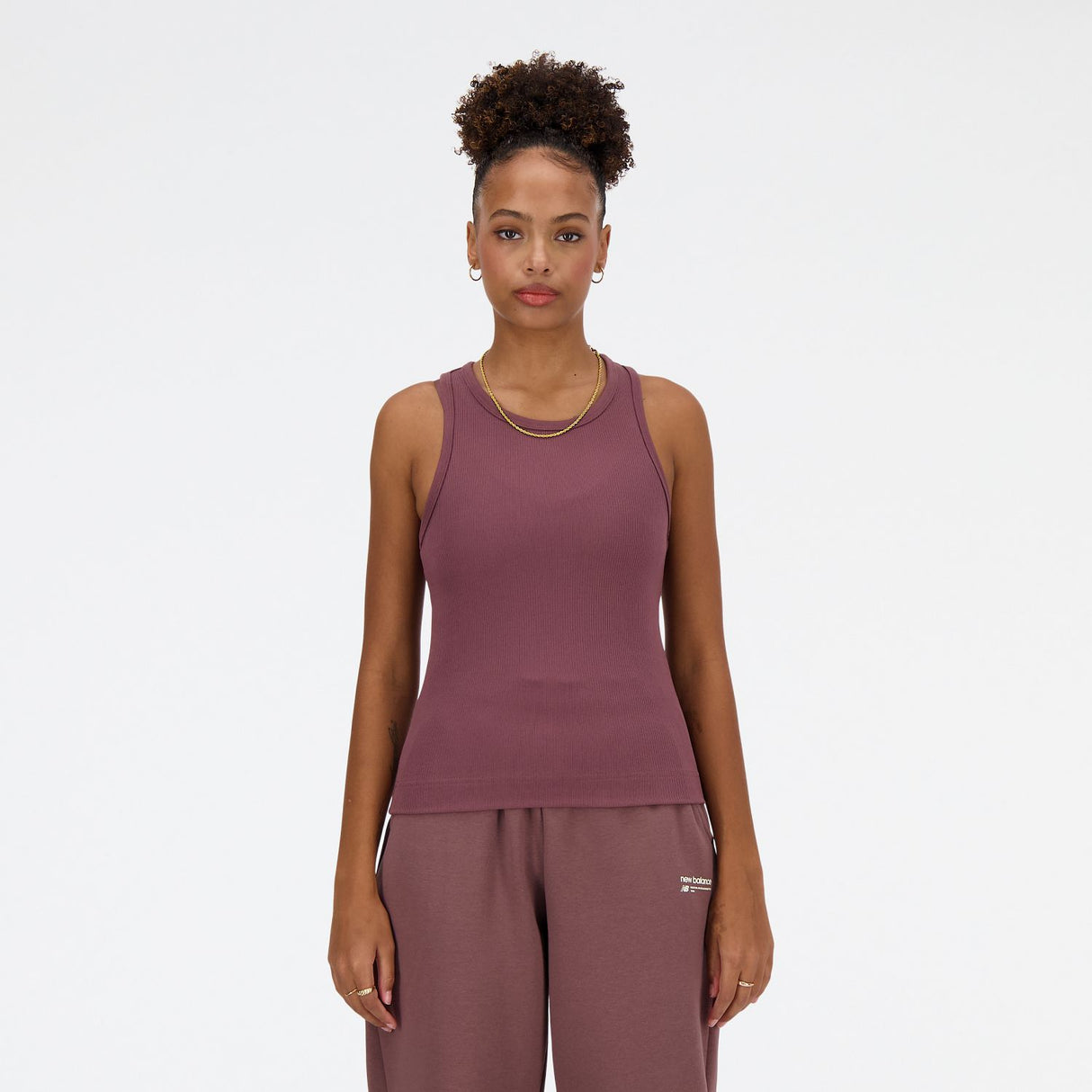 New Balance Women's Linear Heritage Rib Knit Racer Tank-3
