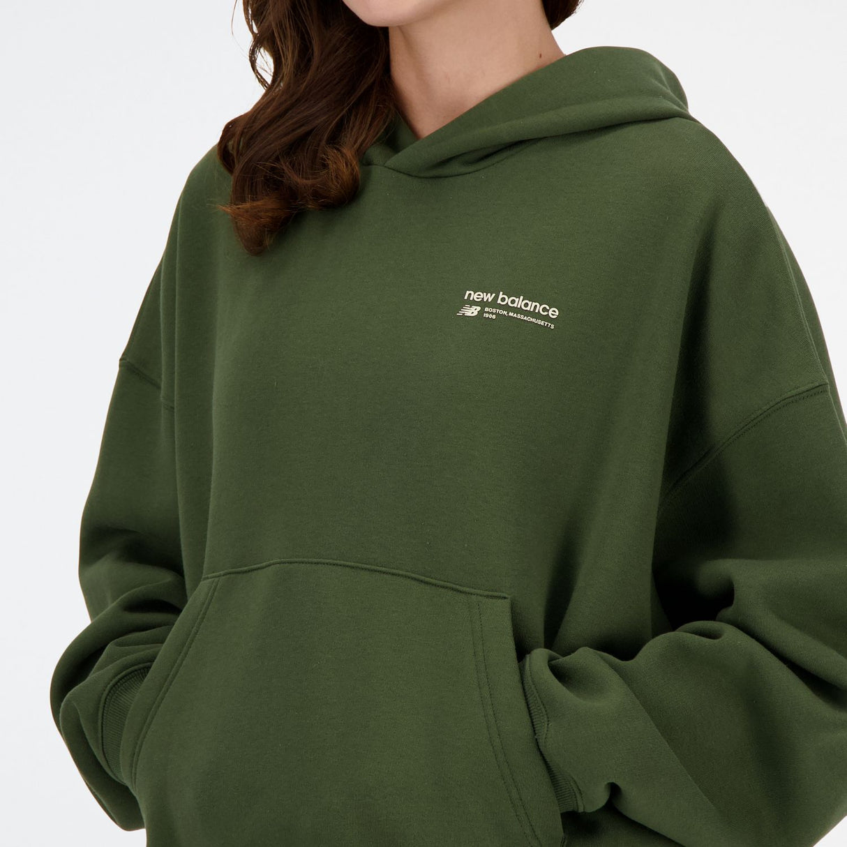 New Balance Women's Linear Heritage Brushed Back Fleece Hoodie-4