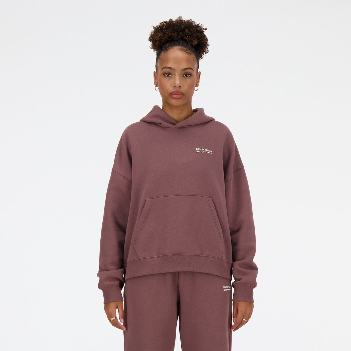 New Balance Women's Linear Heritage Brushed Back Fleece Hoodie-3