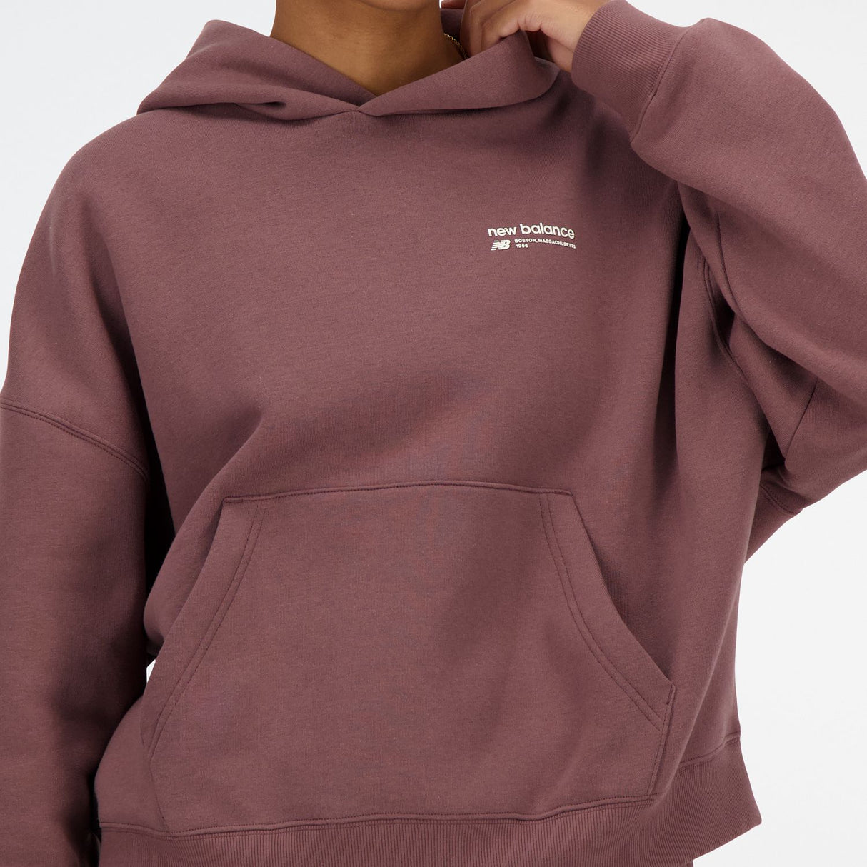 New Balance Women's Linear Heritage Brushed Back Fleece Hoodie-6
