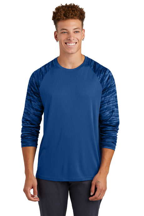 Sport-Tek Men's   Drift Camo Colorblock Long Sleeve Tee ST376LS