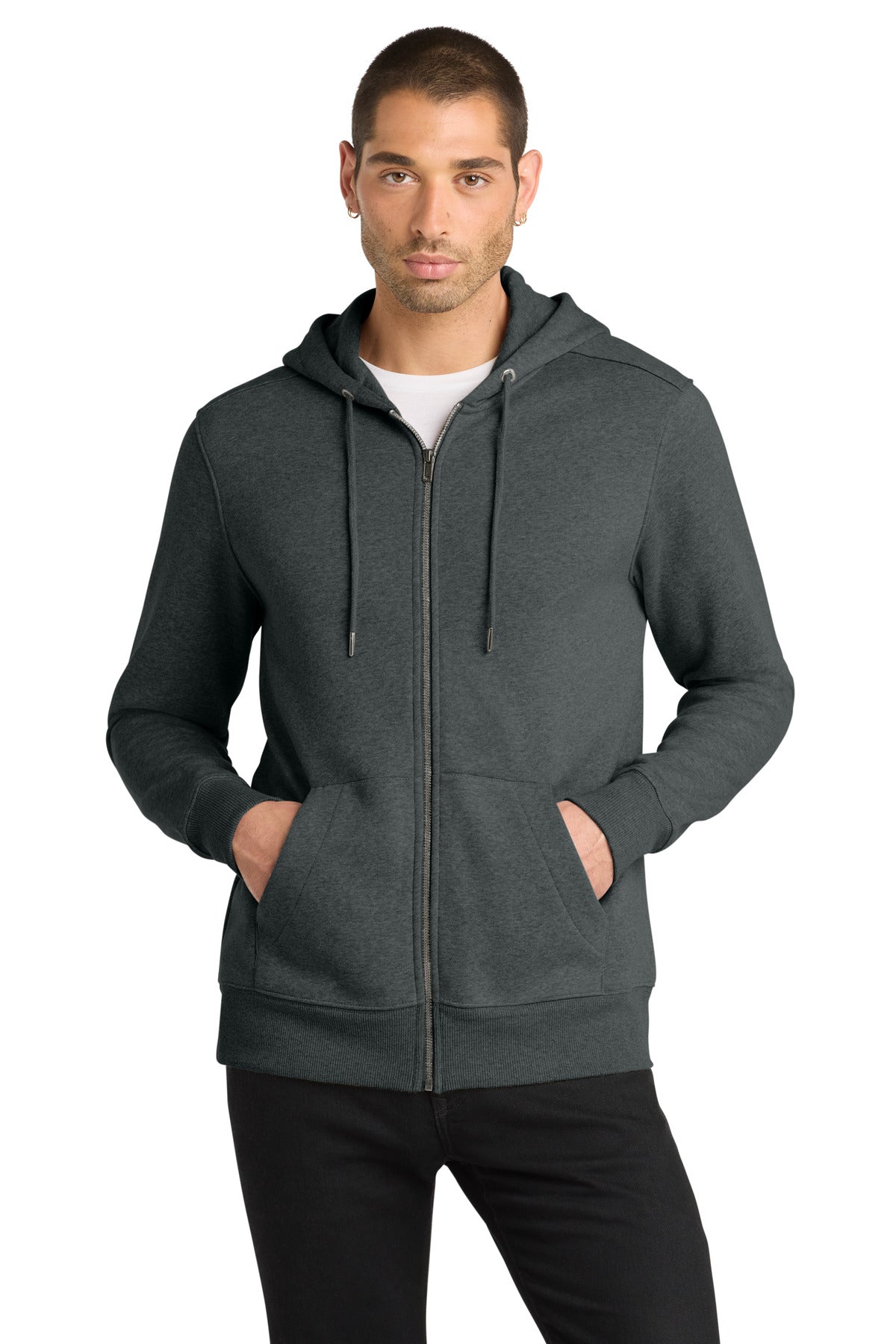 District Men's    Perfect Weight    Fleece Full-Zip Hoodie DT1103