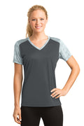 Sport-Tek Women's   CamoHex Colorblock V-Neck Tee