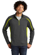 Sport-Tek Men's   Sport-Wick   Stretch 1/4-Zip Colorblock Pullover