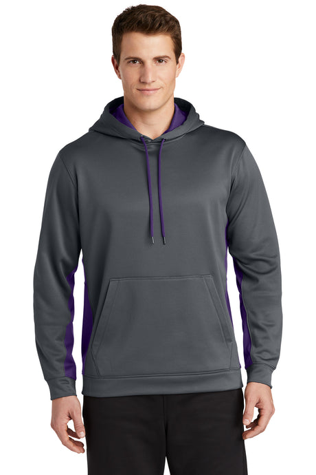 Sport-Tek Men's   Sport-Wick   Fleece Colorblock Hooded Pullover
